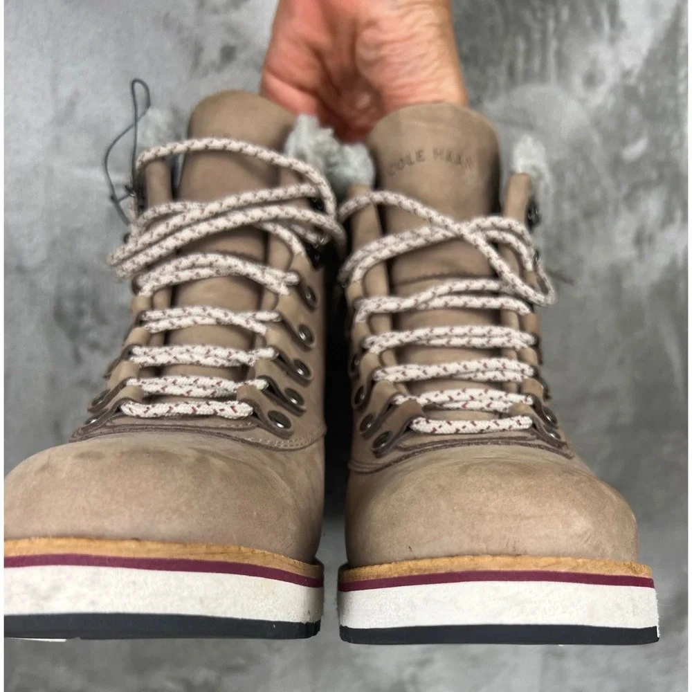 Cole Haan GrandExplore Waterproof Shearling Hiking Boots Tan Nubuck Womens‎ 9